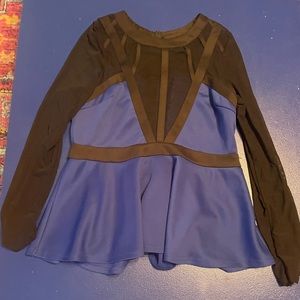 Blue & Black half mesh peplum top. Fashion to Figure Plus 0X. Great Condition.